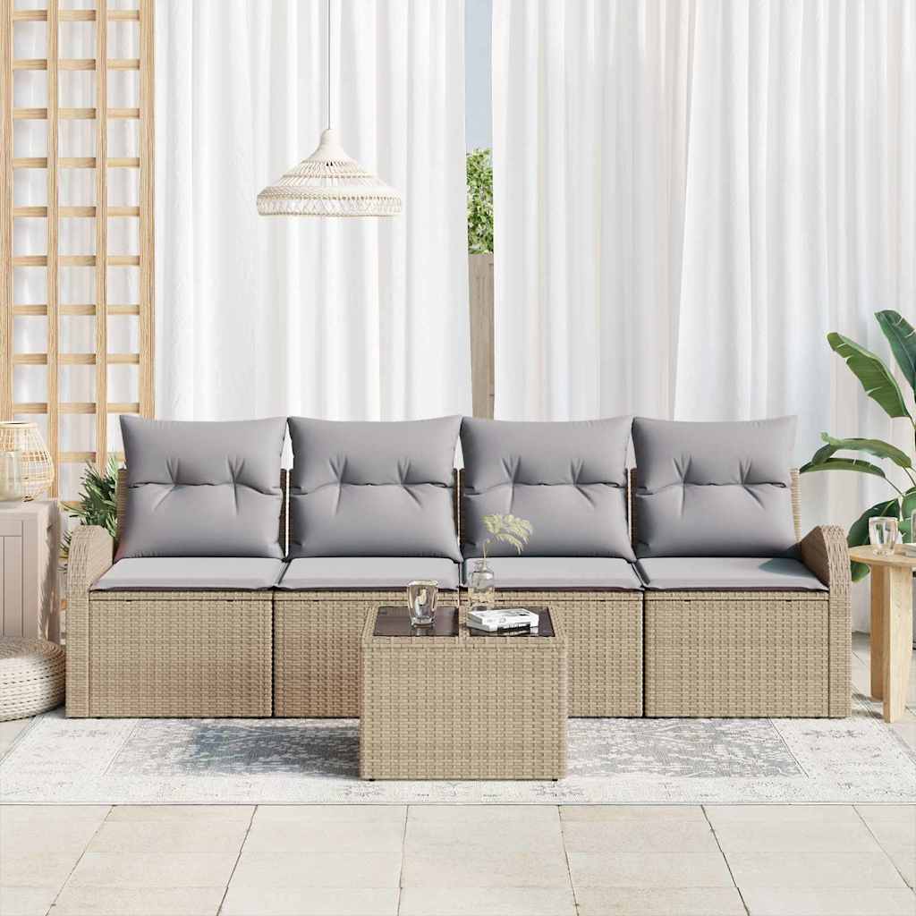Set Divano da Giardino Beige 55 x 55 x 37 cm polyrattan