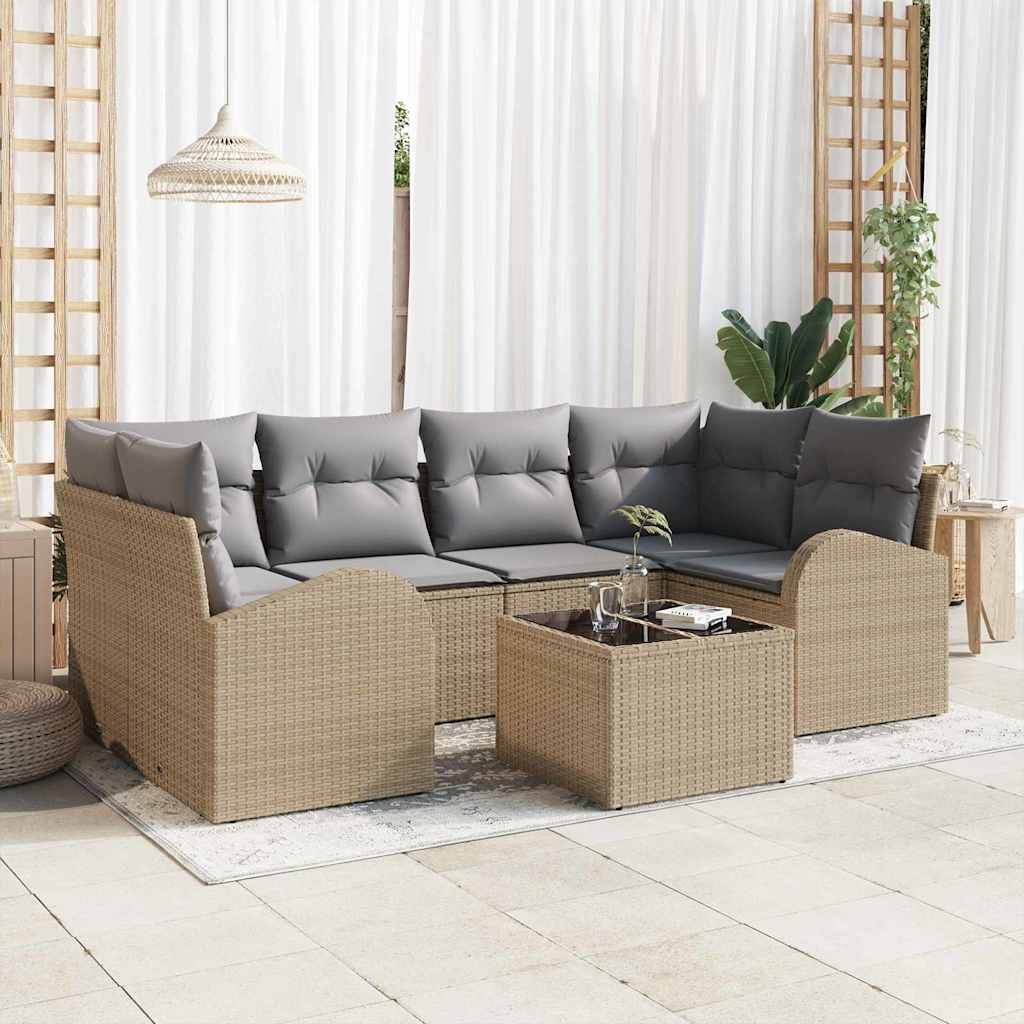 Set Divano da Giardino Beige 55 x 55 x 37 cm polyrattan