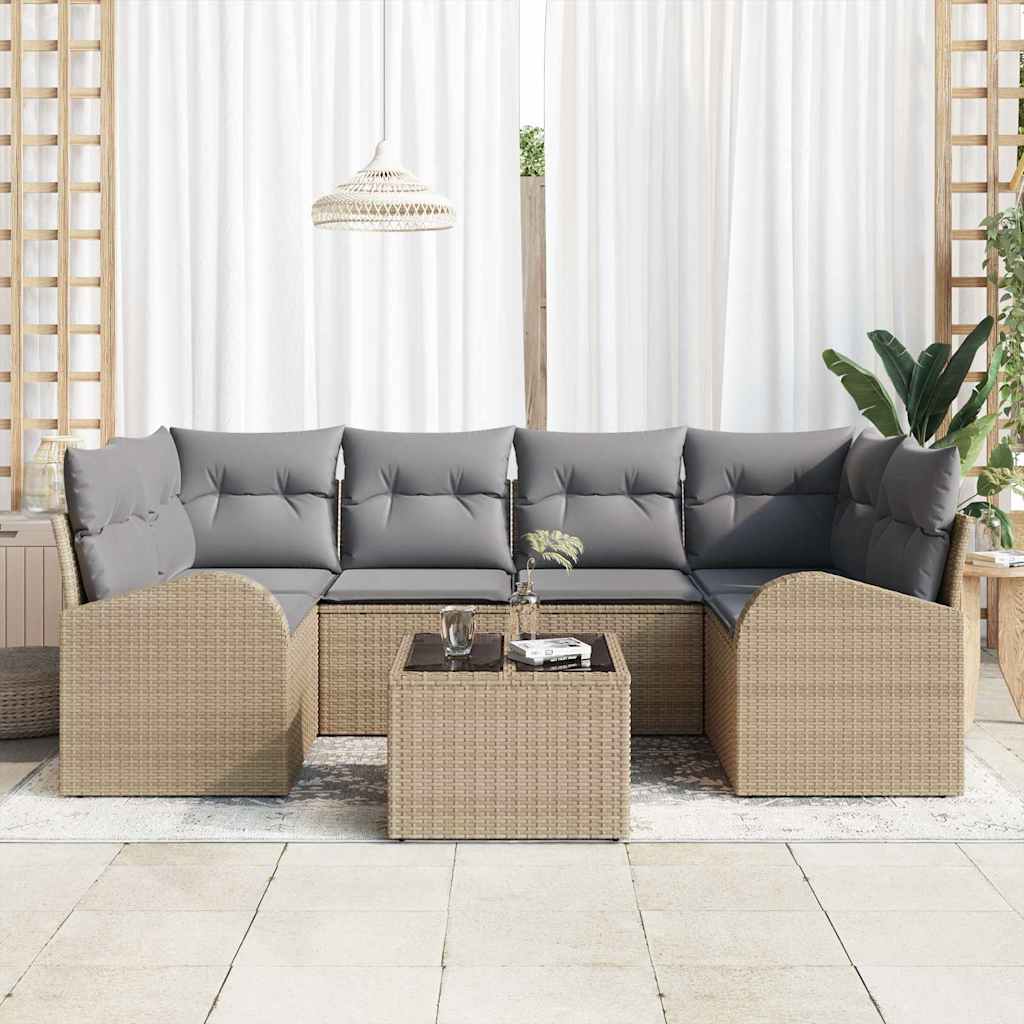 Set Divano da Giardino Beige 55 x 55 x 37 cm polyrattan