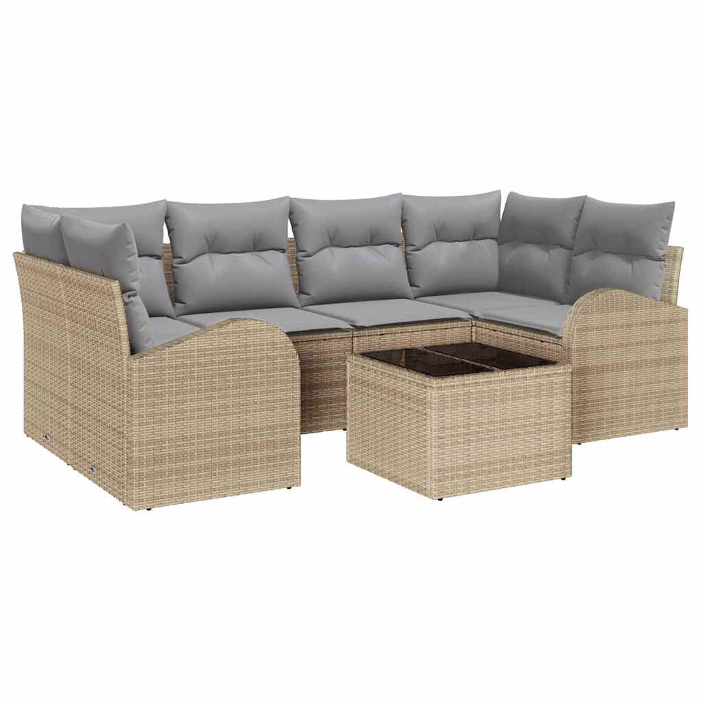 Set Divano da Giardino Beige 55 x 55 x 37 cm polyrattan