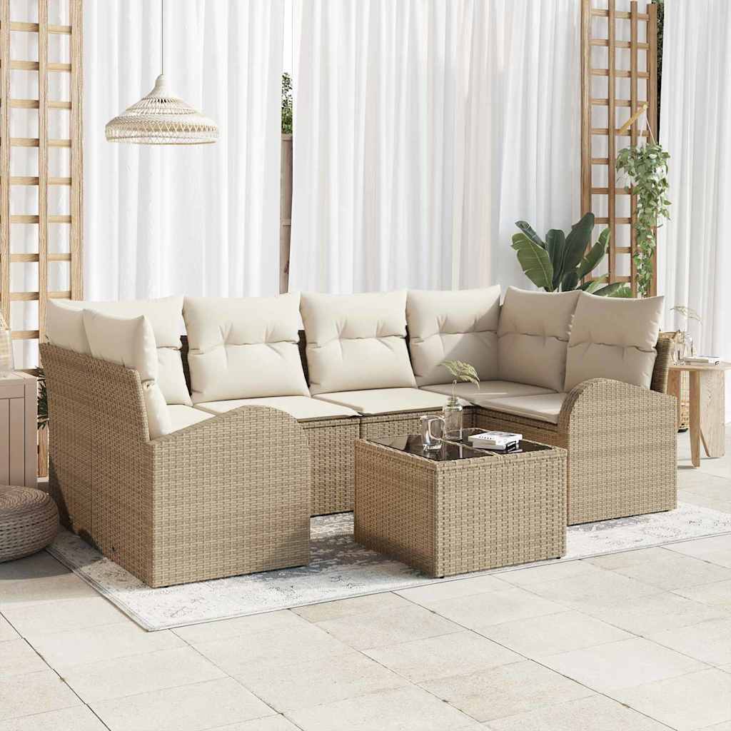 Set Divano da Giardino Beige 55 x 55 x 37 cm polyrattan