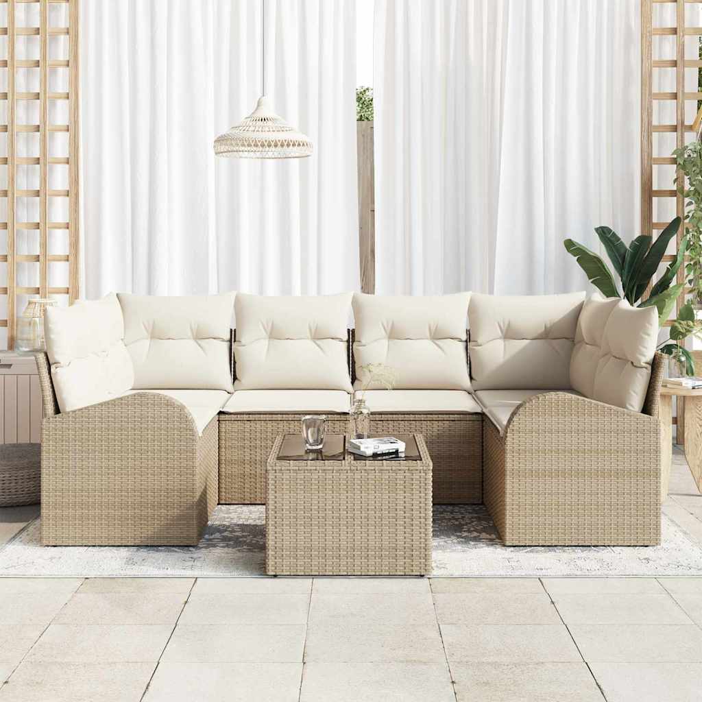 Set Divano da Giardino Beige 55 x 55 x 37 cm polyrattan