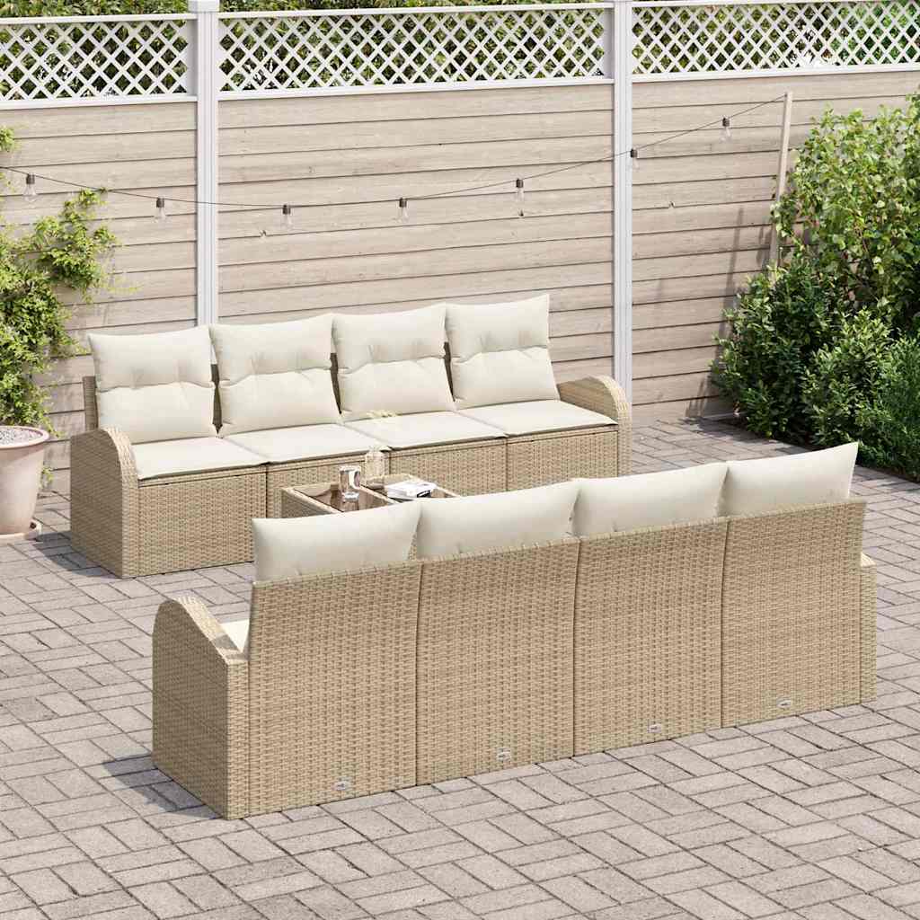 Set Divano da Giardino Beige 55 x 55 x 37 cm polyrattan