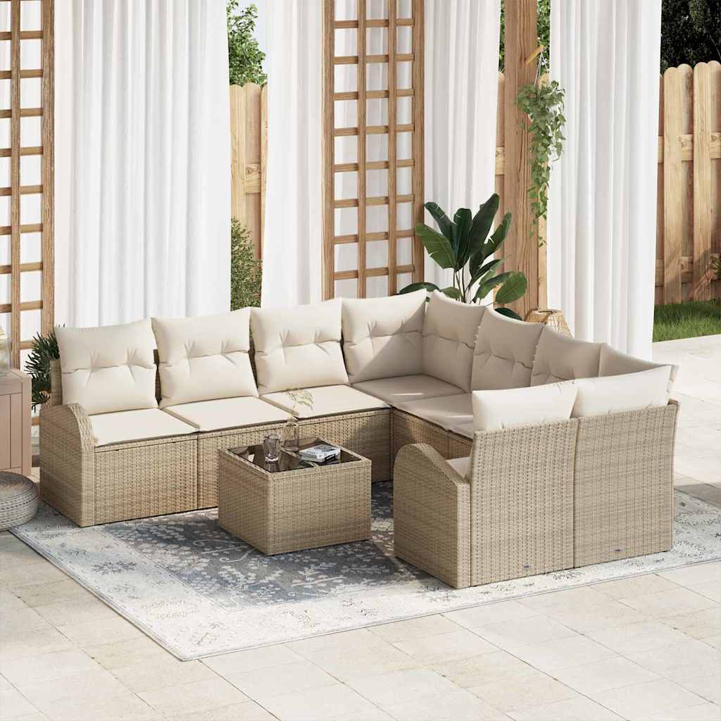 Set Divano da Giardino Beige 55 x 55 x 37 cm polyrattan