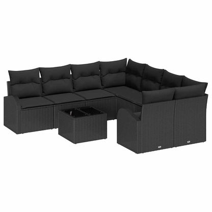 Set Divano da Giardino Nero 55 x 55 x 37 cm polyrattan