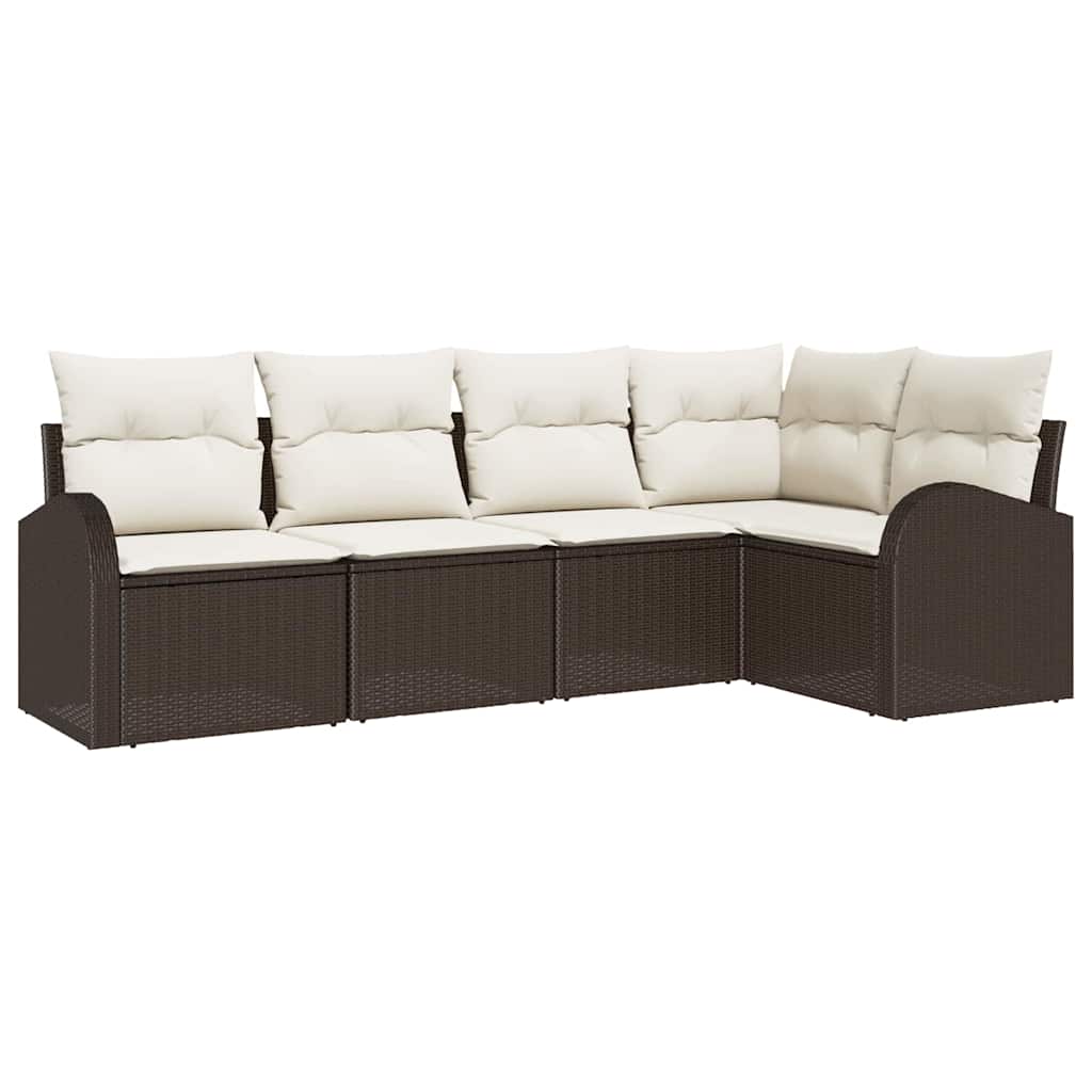 Set di divani con cuscino 5 pcs Marrone Poliestere