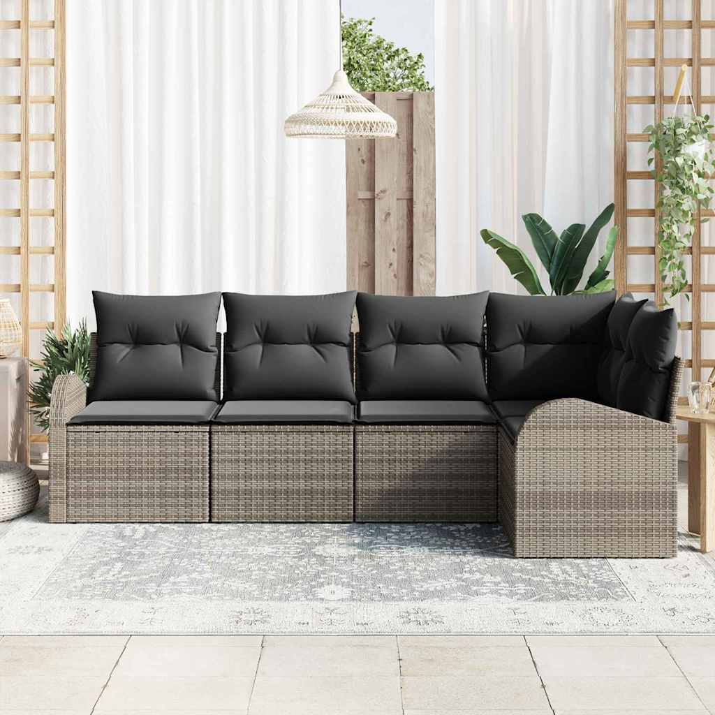 Set di divani con cuscino 5 pcs Grigio Poliestere