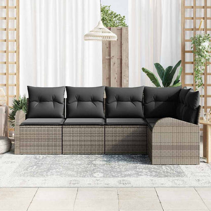 Set di divani con cuscino 5 pcs Grigio Poliestere