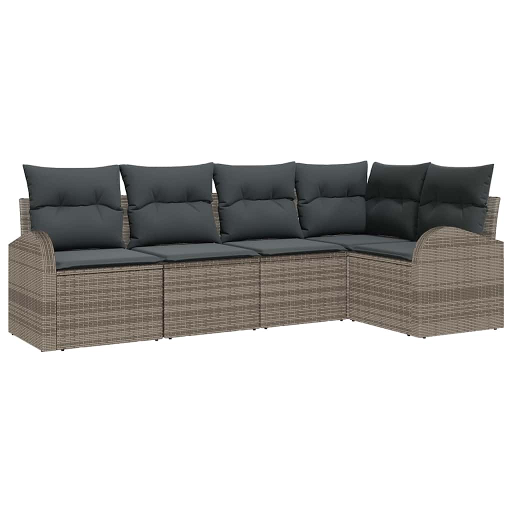 Set di divani con cuscino 5 pcs Grigio Poliestere