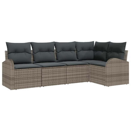 Set di divani con cuscino 5 pcs Grigio Poliestere