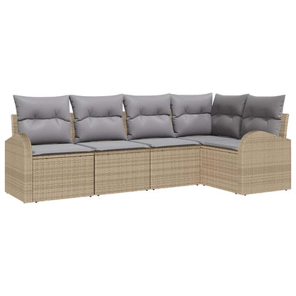 Set di divani con cuscino 5 pcs Beige Poliestere