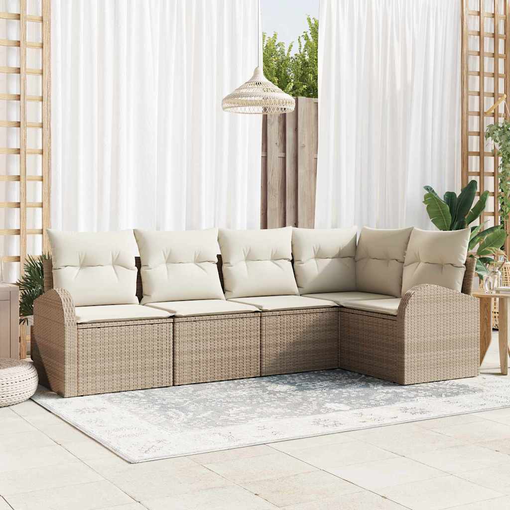 Set di divani con cuscino 5 pcs Beige Poliestere