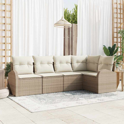 Set di divani con cuscino 5 pcs Beige Poliestere