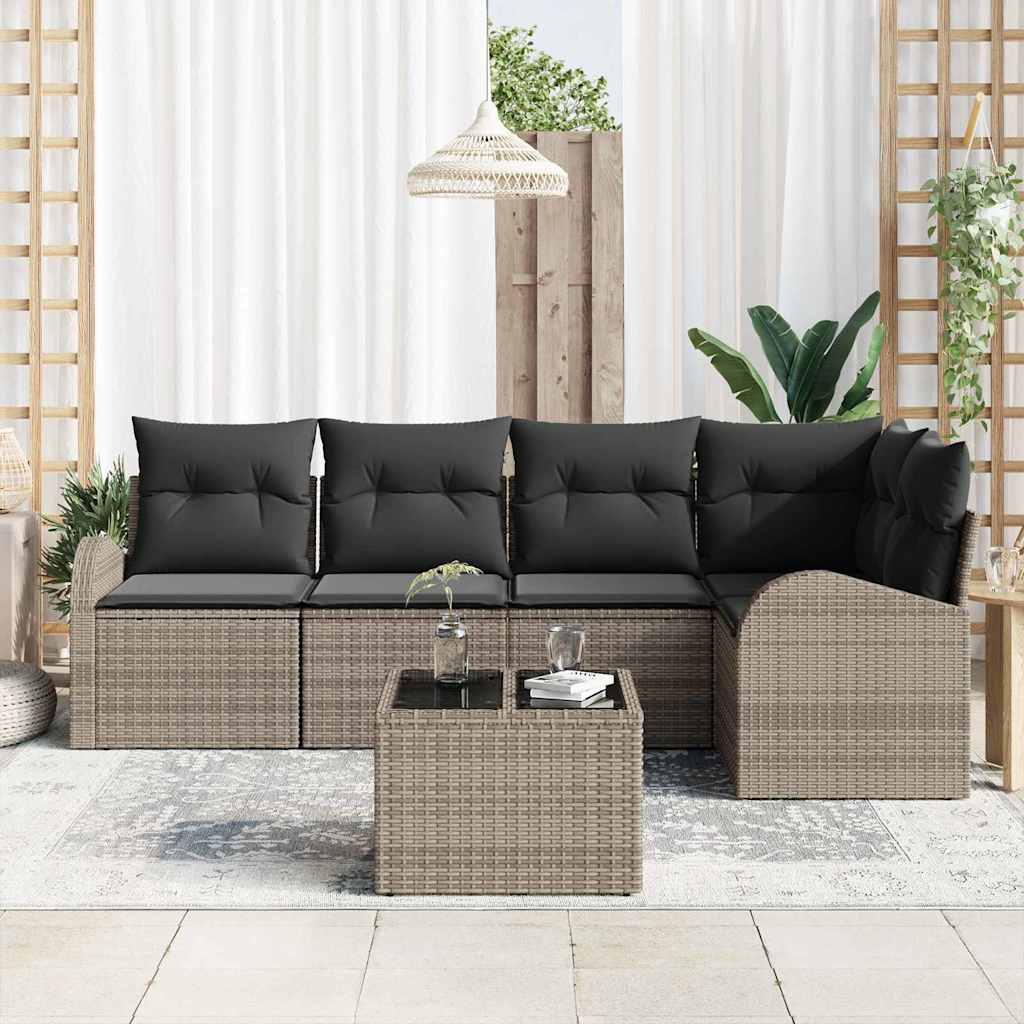 Set di divani con cuscino Grigio Poliestere
