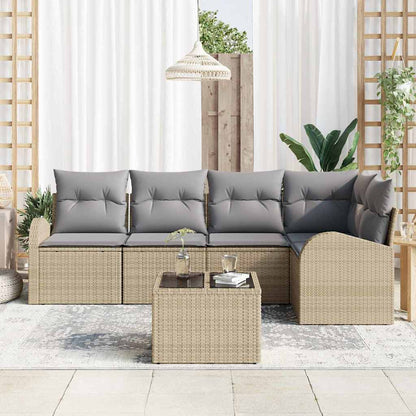 Set di divani con cuscino 6 pcs Beige Poliestere