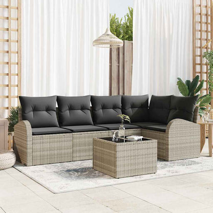 Set di divani con cuscino 6 pcs Grigio chiaro Poliestere