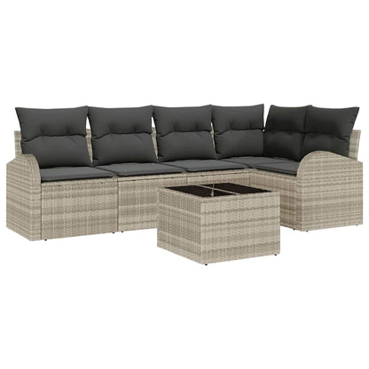 Set di divani con cuscino 6 pcs Grigio chiaro Poliestere