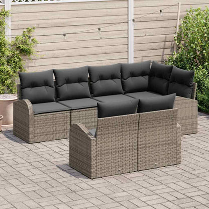 Set Divano da Giardino Grigio polyrattan
