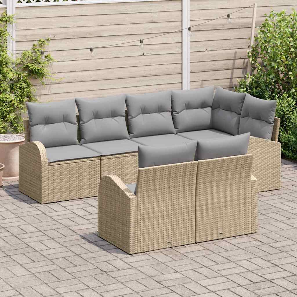 Set Divano da Giardino Beige polyrattan