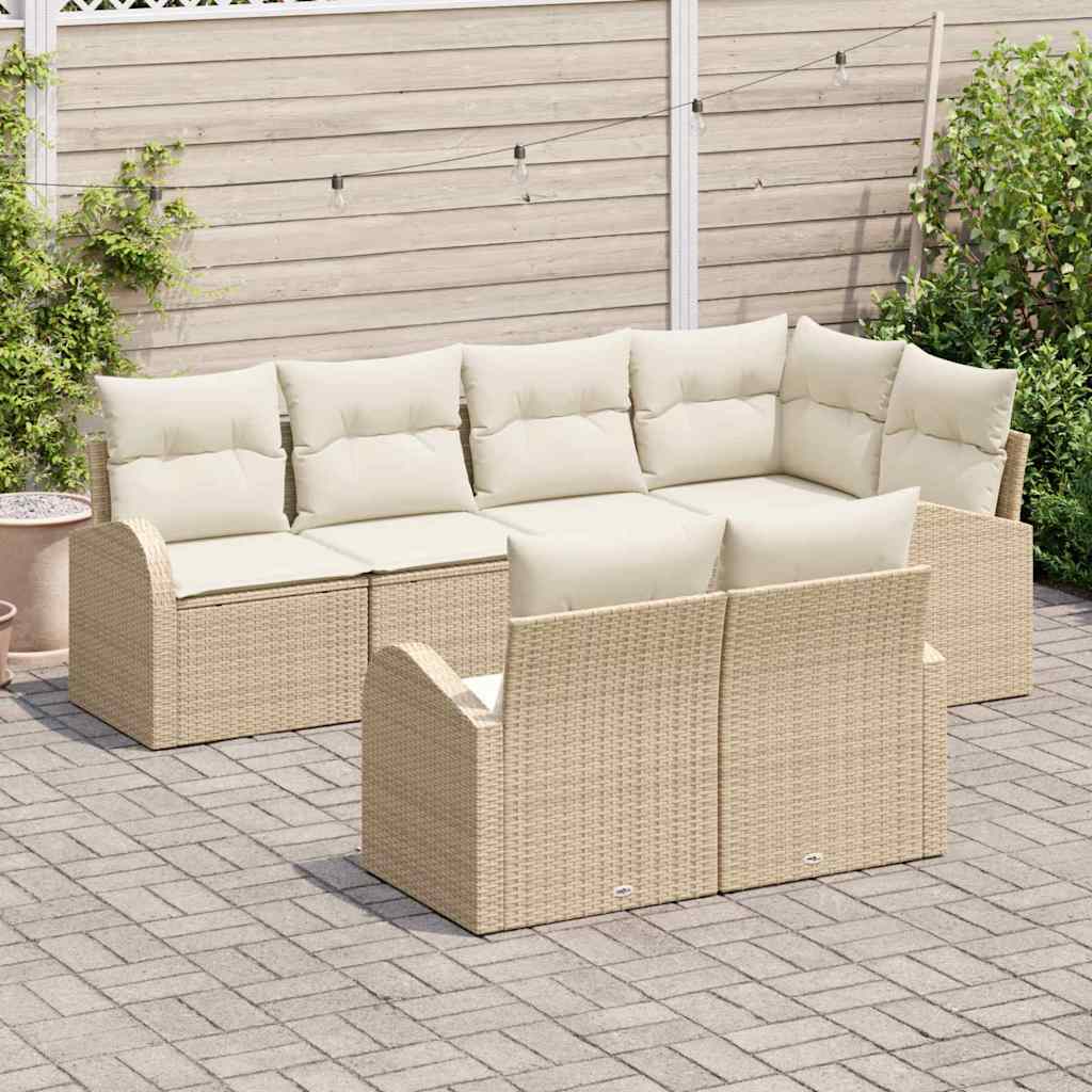 Set Divano da Giardino Beige polyrattan