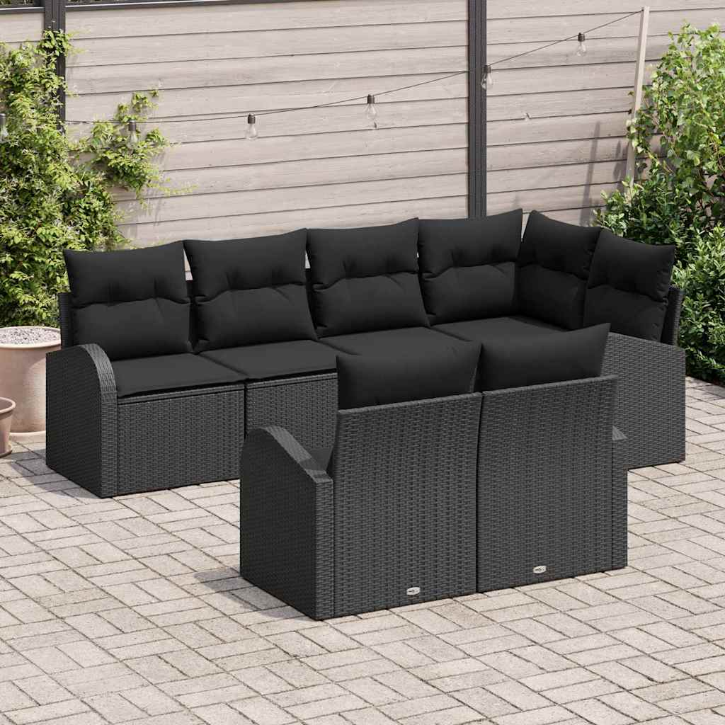Set Divano da Giardino Nero polyrattan