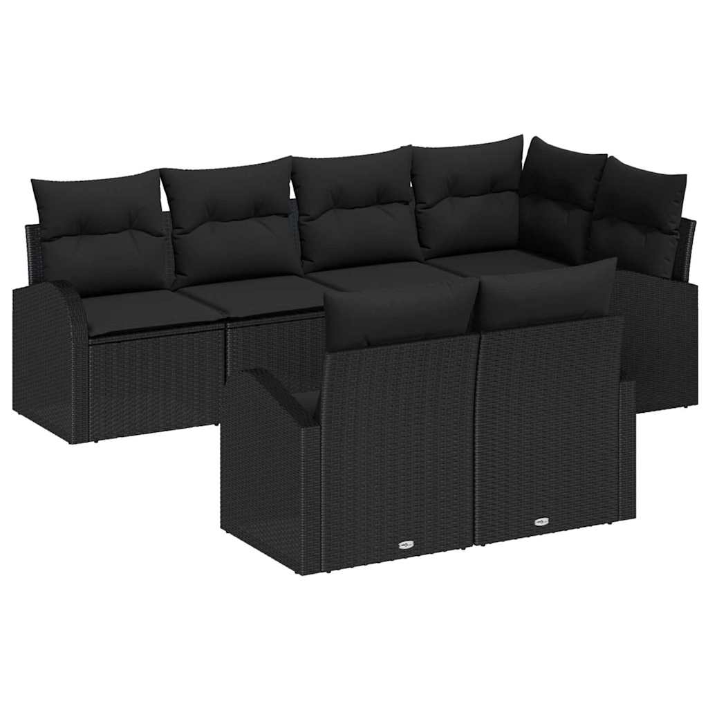 Set Divano da Giardino Nero polyrattan