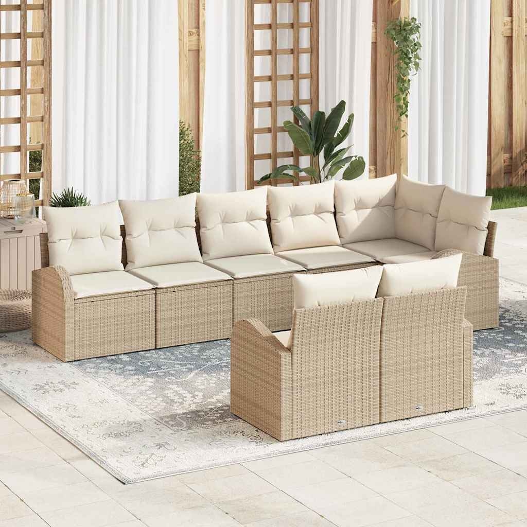 Set Divano da Giardino Beige e Crema 55 x 55 x 37 cm polyrattan