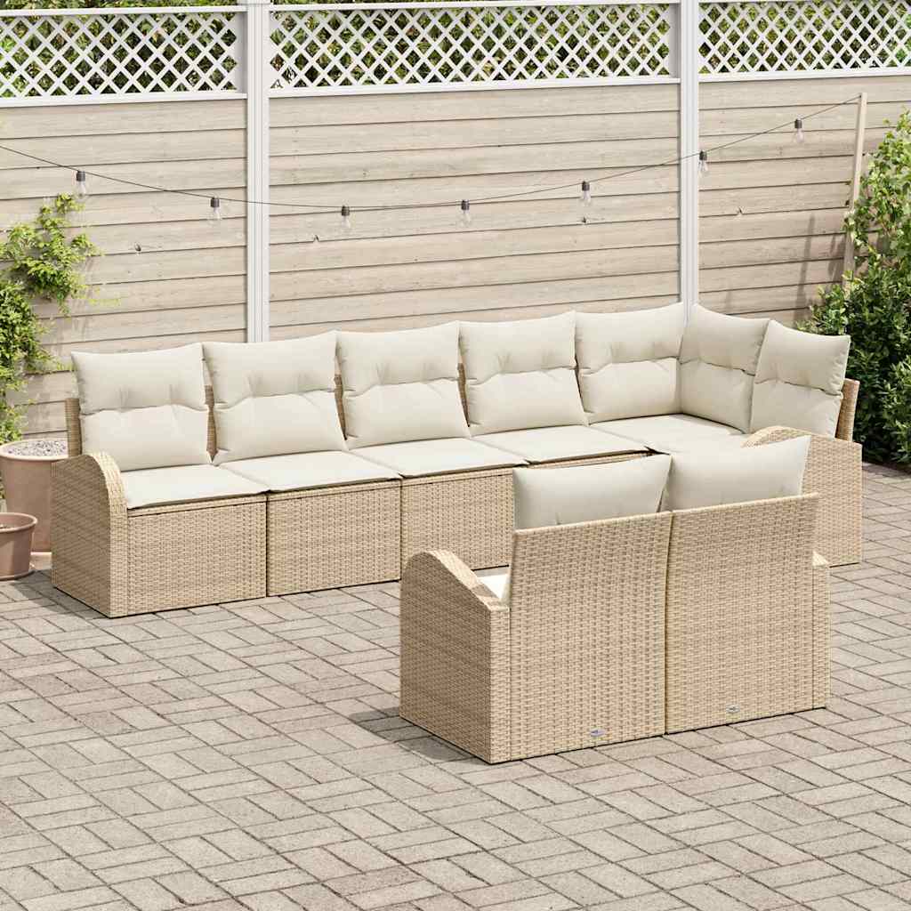Set Divano da Giardino Beige e Crema 55 x 55 x 37 cm polyrattan