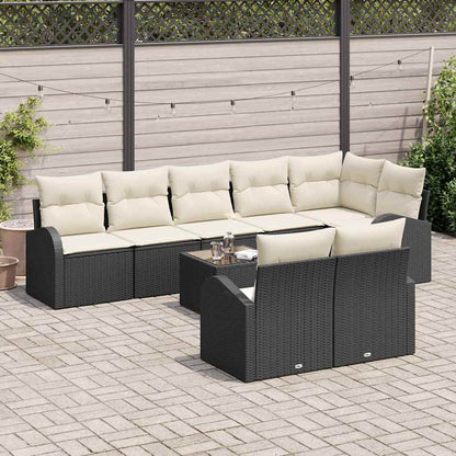 Set Divano da Giardino Nero e Crema 55 x 55 x 37 cm polyrattan