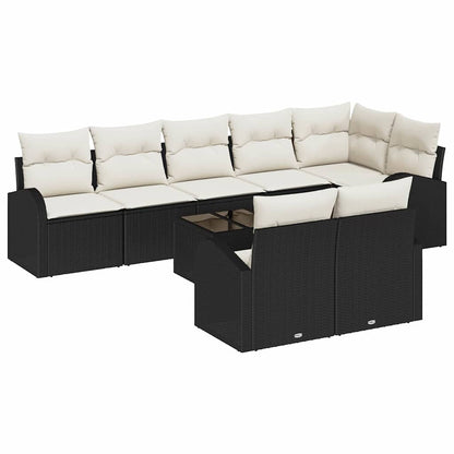 Set Divano da Giardino Nero e Crema 55 x 55 x 37 cm polyrattan