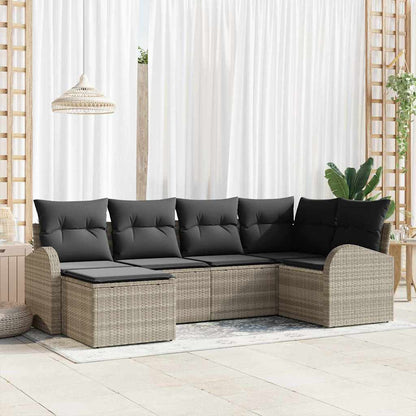 Set Divano da Giardino Grigio chiaro polyrattan