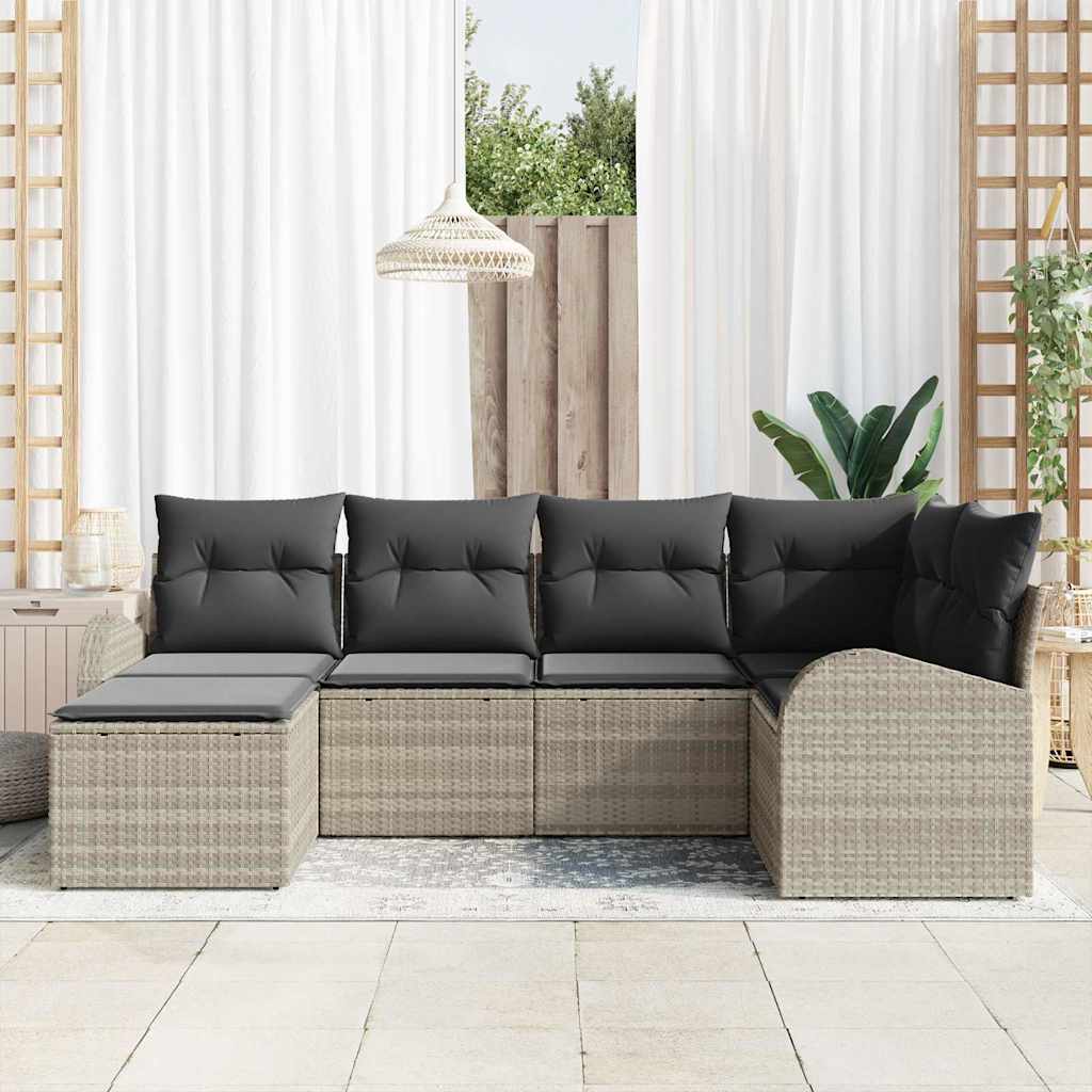 Set Divano da Giardino Grigio chiaro polyrattan