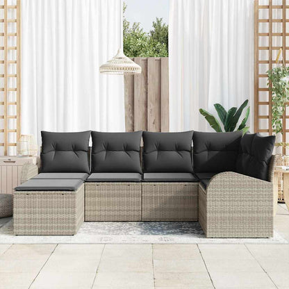 Set Divano da Giardino Grigio chiaro polyrattan
