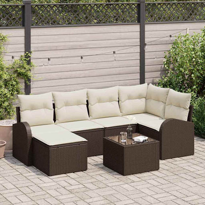 Set Divano da Giardino 7 pcs Marrone polyrattan