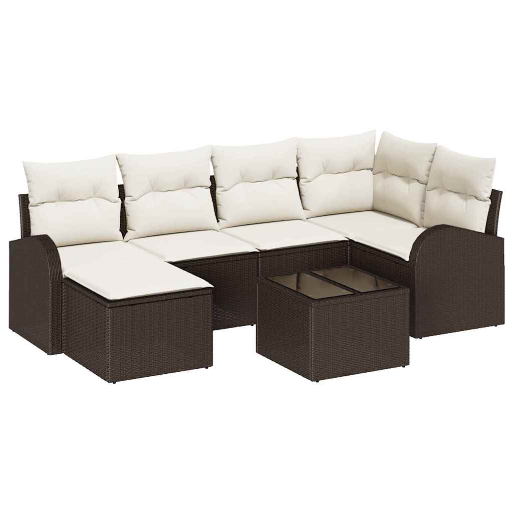 Set Divano da Giardino 7 pcs Marrone polyrattan