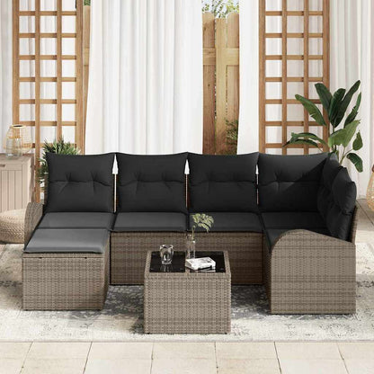 Set Divano da Giardino 7 pcs Grigio polyrattan