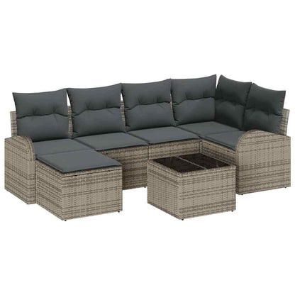 Set Divano da Giardino 7 pcs Grigio polyrattan
