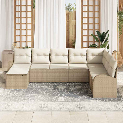 Set Divano da Giardino 8 pcs Beige Rattan in Polipropilene