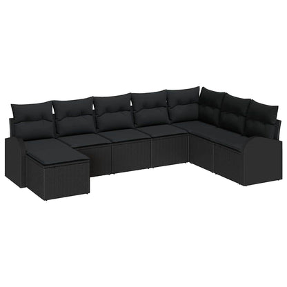 Set Divano da Giardino 8 pcs Nero Rattan in Polipropilene