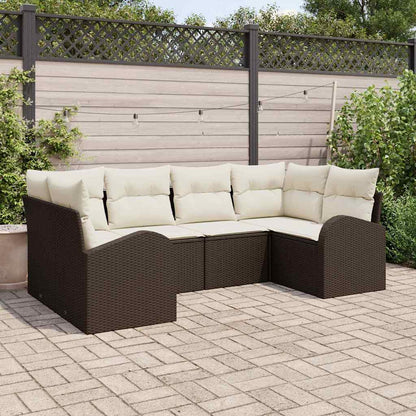 Set Divano da Giardino 6 pcs Marrone Rattan in Polipropilene