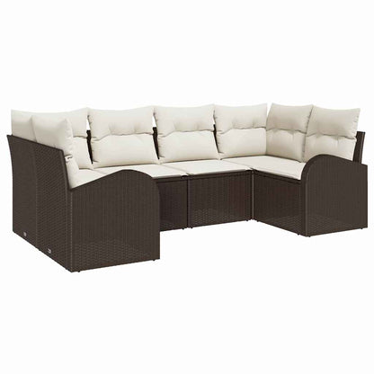 Set Divano da Giardino 6 pcs Marrone Rattan in Polipropilene