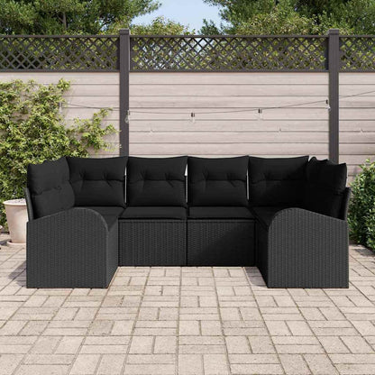 Set Divano da Giardino 6 pcs Nero Rattan in Polipropilene