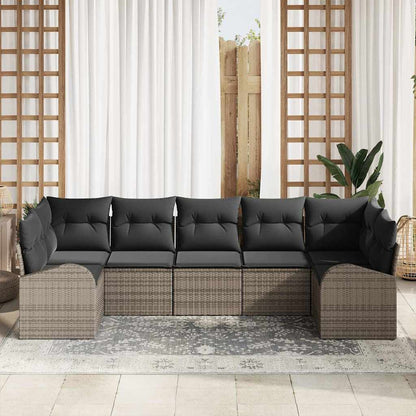Set Divano da Giardino 7 pcs Grigio Rattan in Polipropilene