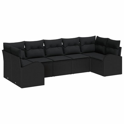 Set Divano da Giardino 7 pcs Nero Rattan in Polipropilene