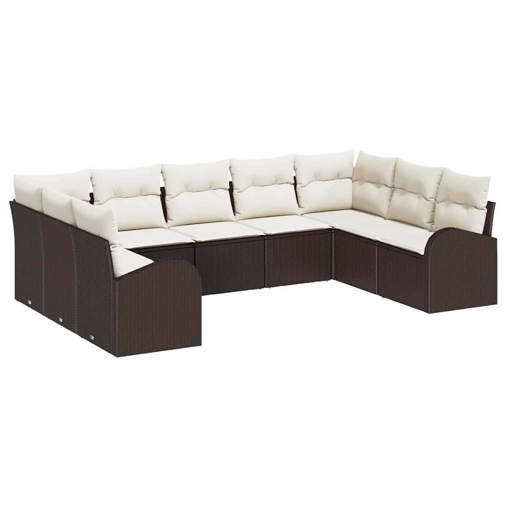 Set di divani con cuscino 9 pcs Marrone Rattan in Polipropilene