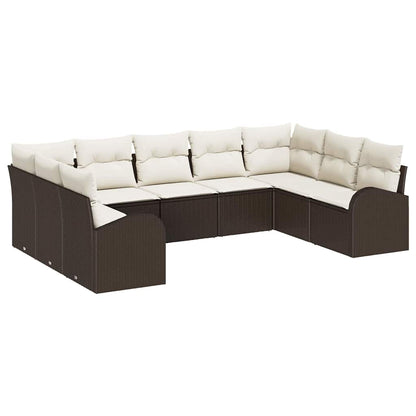 Set di divani con cuscino 9 pcs Marrone Rattan in Polipropilene