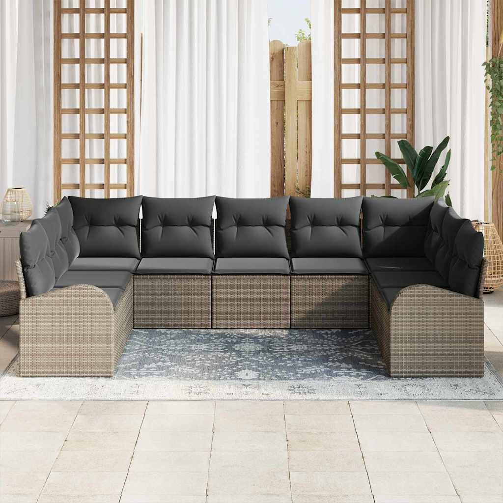 Set di divani con cuscino 9 pcs Grigio Rattan in Polipropilene