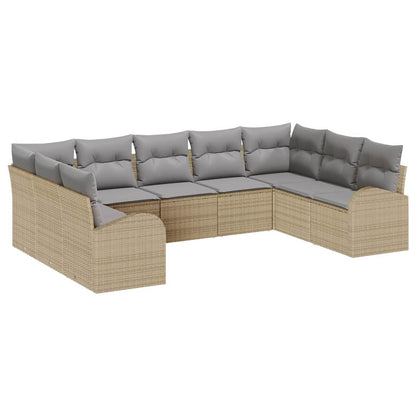 Set di divani con cuscino 9 pcs Beige Rattan in Polipropilene