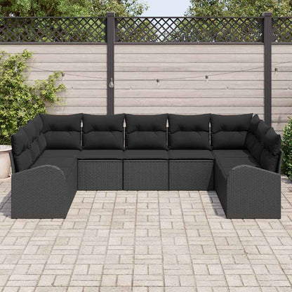 Set di divani con cuscino Nero Rattan in Polipropilene