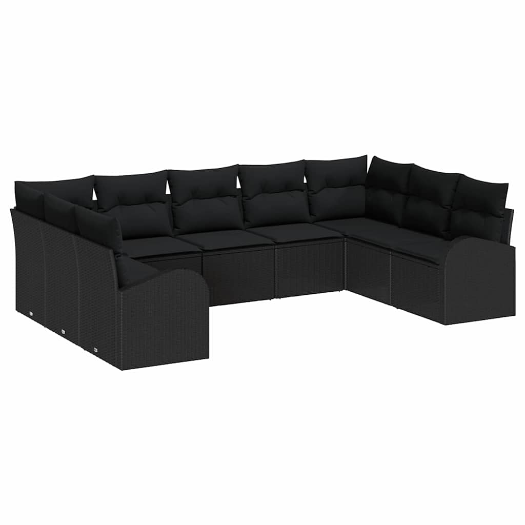 Set di divani con cuscino Nero Rattan in Polipropilene